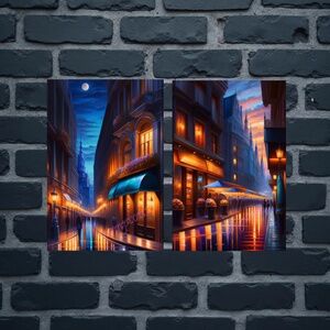 Rainy Streets of Paris 13” x 19” Digital Frameable Art Prints x 2